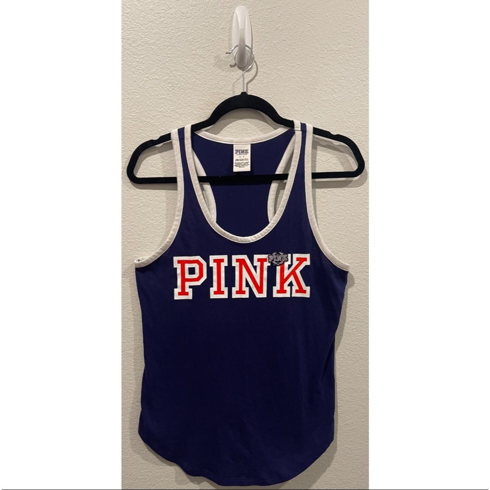 PINK Navy Blue Logo Red White Tank Top